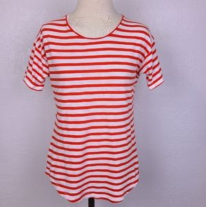 Madewell Red and White Striped Basic T-shirt